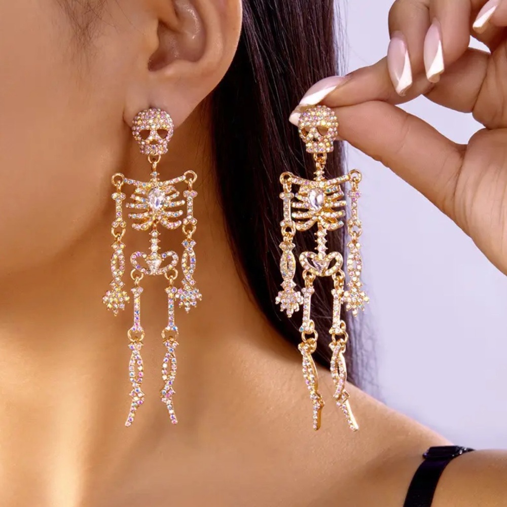 Gold Skeleton Dangle Earrings